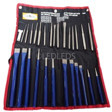 SET SERIE CACCIASPINE SCALPELLI PUNTERUOLI E PUNZONI 28 PEZZI PZ BULINO PIATTI