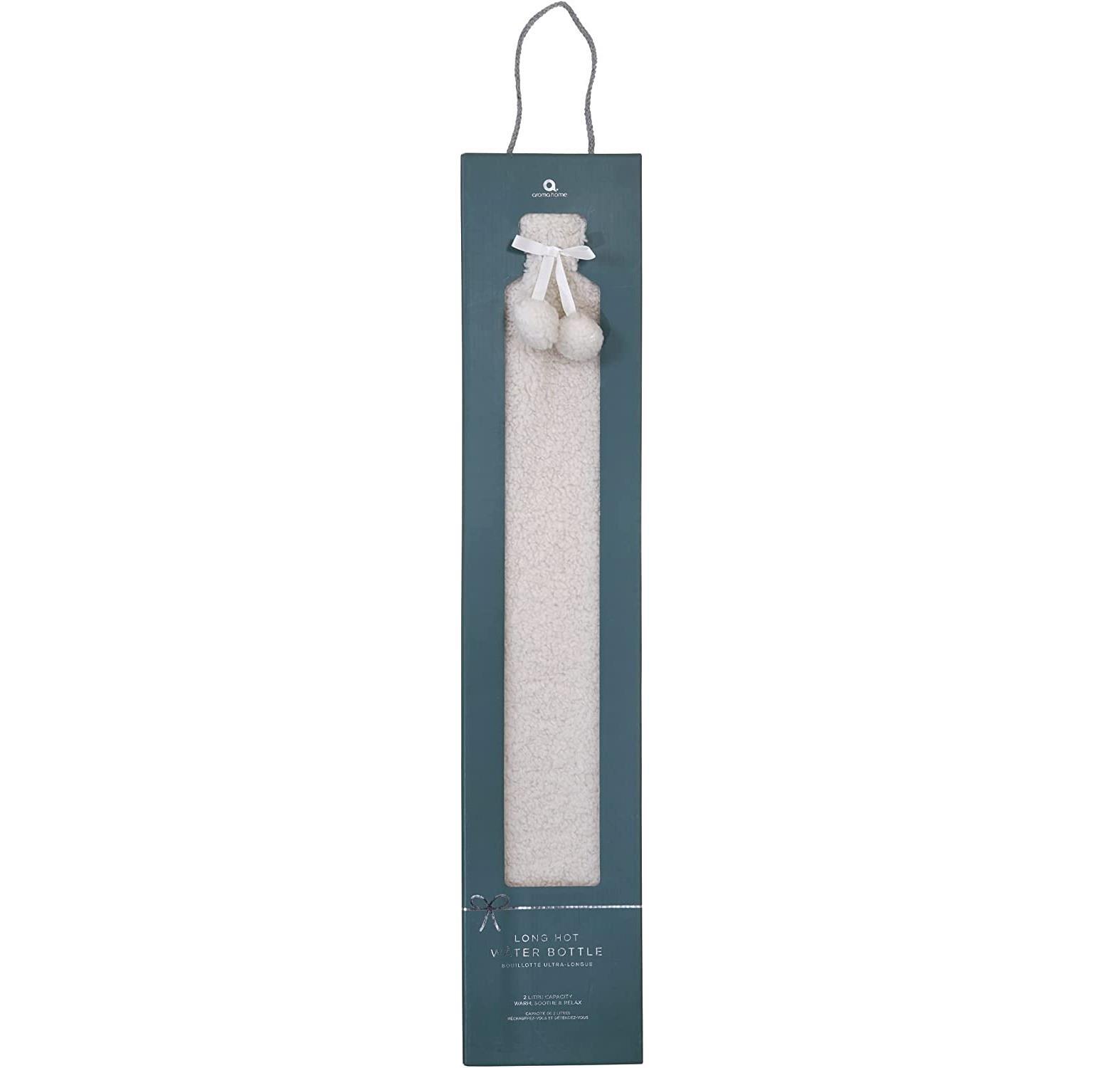 Long Hot Water Bottle Cream Teddy Fur Boucle Removable Cover Christmas Gift Box