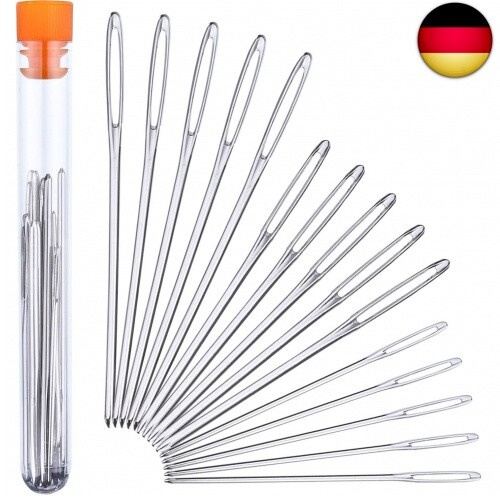 15 StüCk Stumpfe Nadel Stahl Groß Auge Garn Sticknadel NäHnadel, 3 GrößE-image