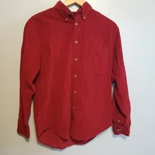 Roundtree & Yorke Outdoors Shirt Men Medium Corduroy Long Sleeve Pocket Red 
