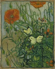Hand-painted Oil Painting an Gogh Butterflies and poppies April 1890 - May 1890