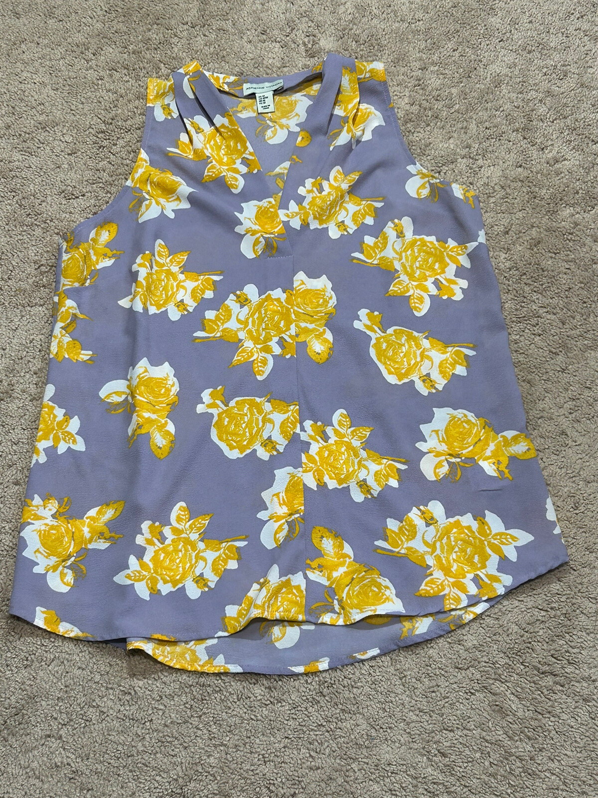 Adrienne Vittadini Womens Shirt Size Medium Multicolor Yellow Lightweight Flowy