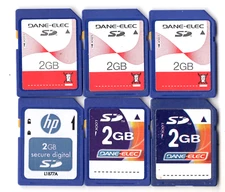 Lot Of 6x Dane-Elec / HP 2GB SD Camera Memory Cards