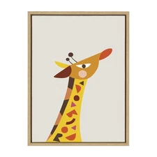 Kate and Laurel Sylvie Mid Century Modern Baby Giraffe Framed Canvas Wall Art...