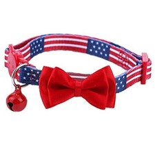 American Flag Cat Collar Bowtie Breakaway with Bell
