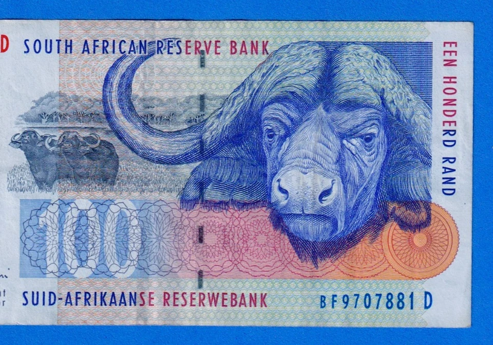 South Africa 100 Rand 1999  P-126b Circulated Note - Buffalo / Zebra BF9707881D - Image 3 of 4