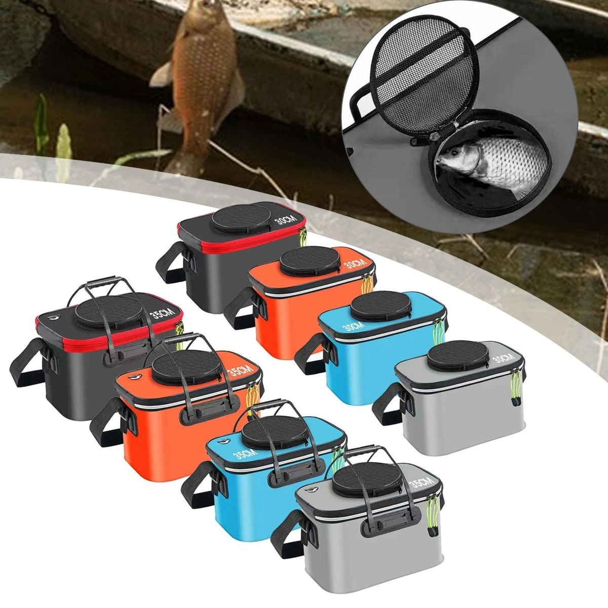 Seau à appât flottant, panier à poisson flottant portable - Filet à