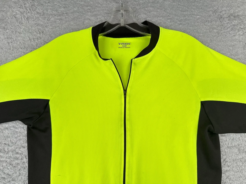 Camiseta Trek ciclismo adulto pequena verde preta alta visibilidade 1/2 zíper poliéster - Imagem 4 de 4