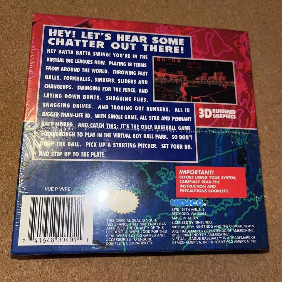 Nintendo Virtual Boy VB Game Virtual League Baseball US Ver KEMCO [Unopened] - Image 2 of 4