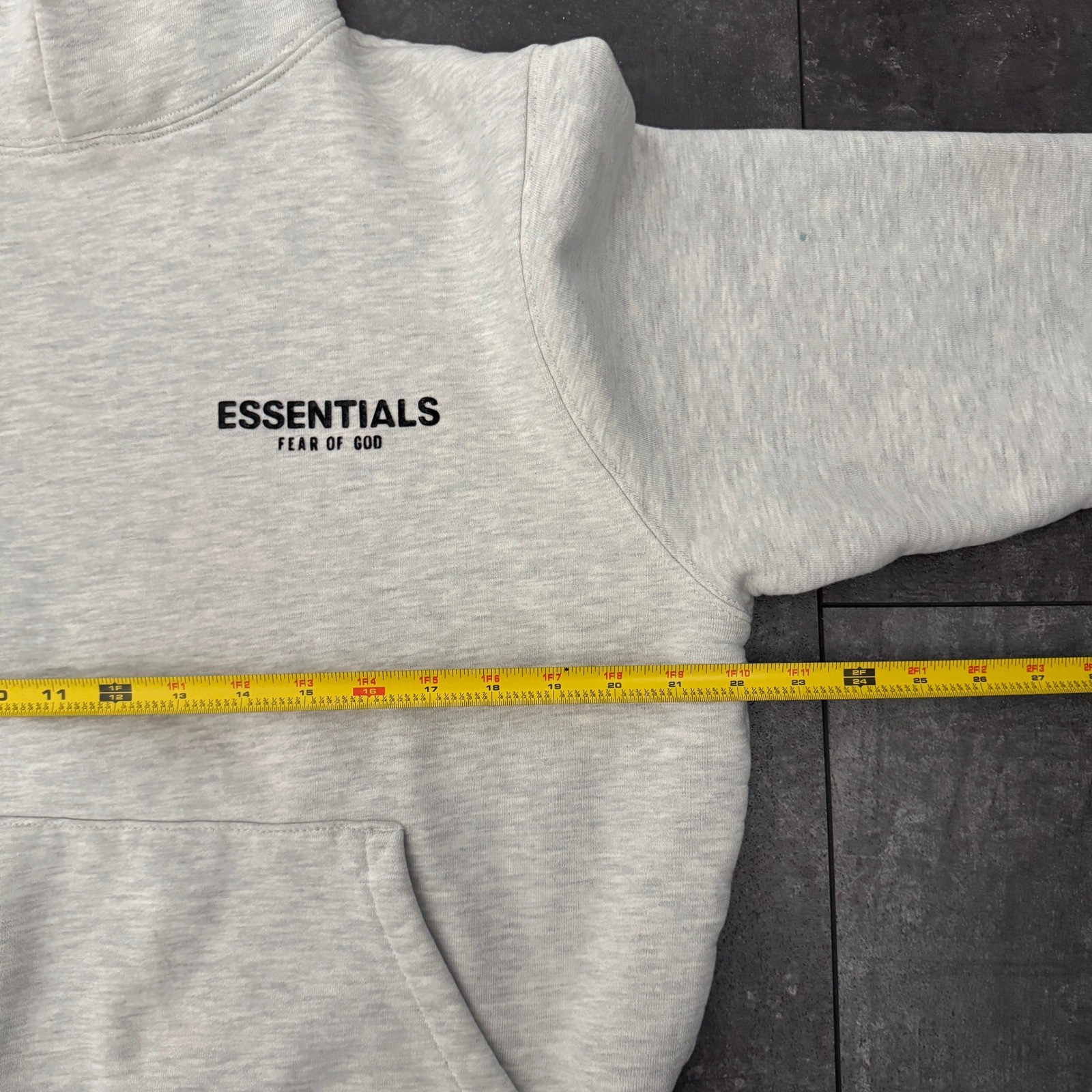 Fear of God Essentials Hoodie Heather Oatmeal Grey XS Small Logo Pullover thumbnail 6