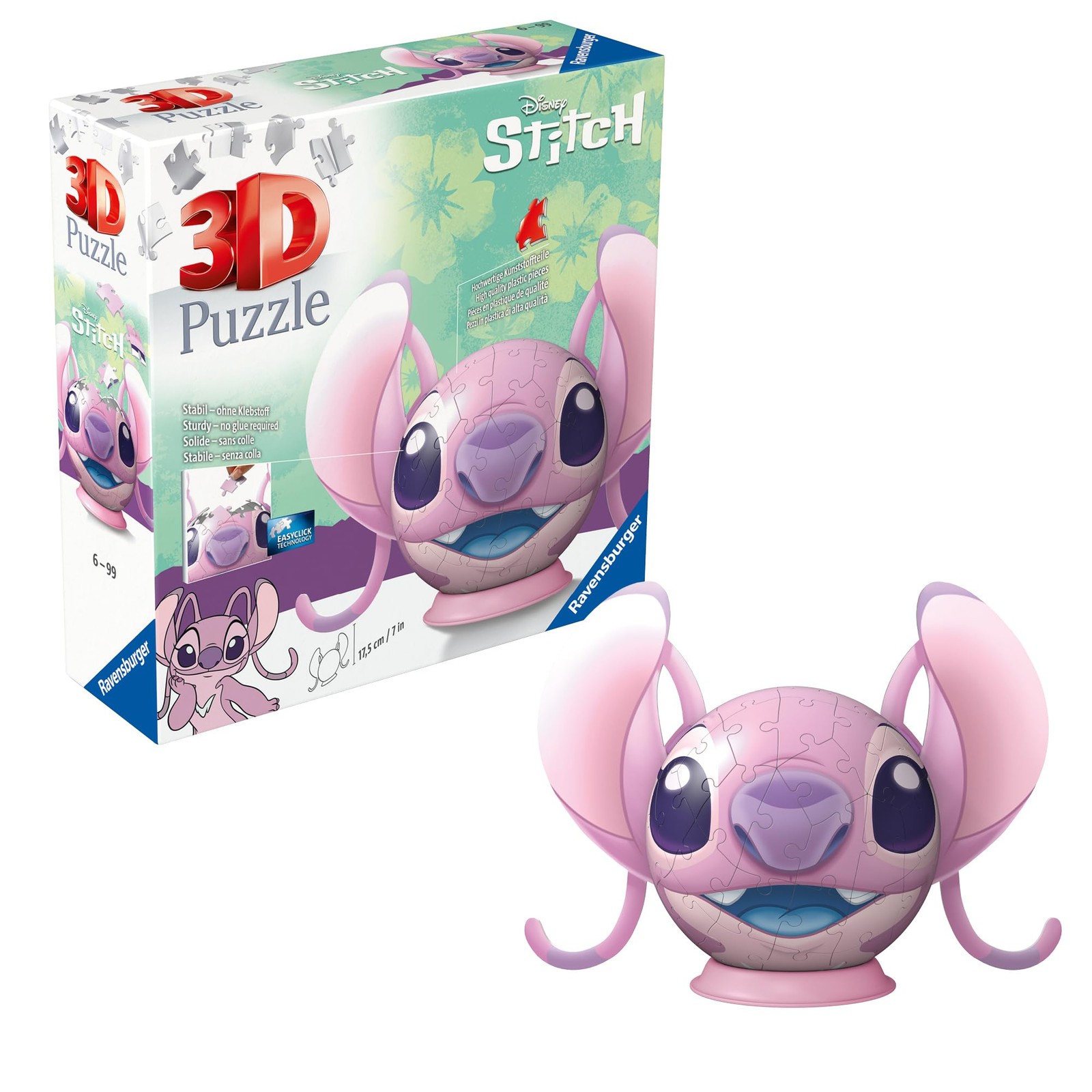 Puzzle 3D sphérique Angel Disney avec 77 pièces numérotées clipsables