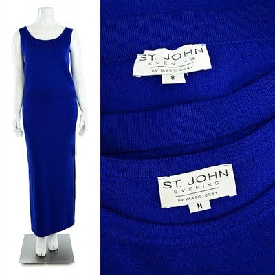 St. John Evening 2Pc Santana Knit Top & Long Skirt Set in Dark Blue sz M/8