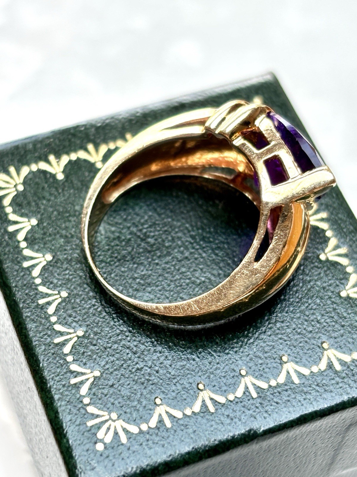 Vintage Solid 14ct Gold Amethyst Ring Large Natur… - image 9