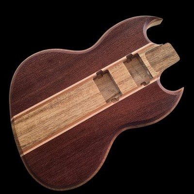 SG Style Custom Guitar Body 1 of a Kind Handmade Lacewood/Poplar Luthier 