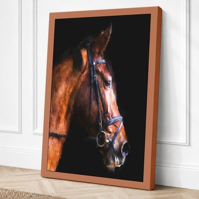 Kastanie Portrait Reiter Leinwandbild Wandbild Wohndeko fertig zum Aufhängen