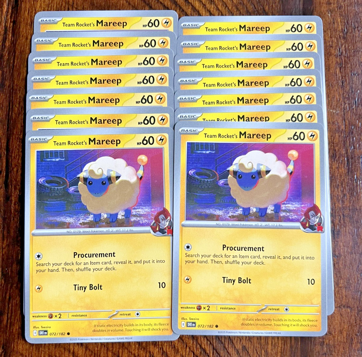 LOT x14 - #72 Team Rocket's Mareep Pokemon TCG S&V Destined Rivals - Lightning