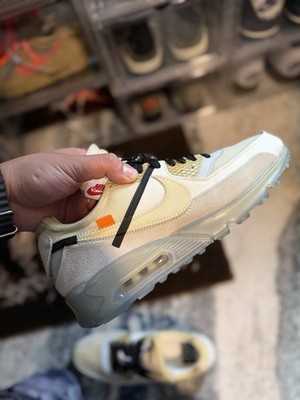 Nike Air Max 90 Off-White Beige White Black Men's Low Top Athletic Sneakers