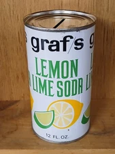 Graf's Lemon LIme soda can FLAT TOP BANK