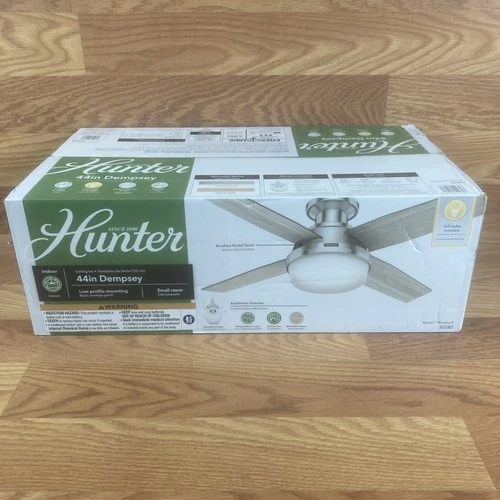 Hunter Fan 44 inch Low Profile Brushed Nickel Ceiling Fan with Light and Remote - Picture 8 of 12