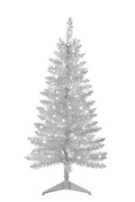 4ft Artificial Silver Tinsel Christmas Tree 50 Lights Mini Xmas Tree Decor