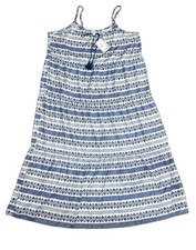 Lularoe NEW Carina Floral Print Tiered Tasseled Maxi Tank Dress Blue White 3XL