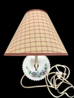 VTG FARMHOUSE KITCHEN WALL ELECTRIC LIGHT MILK GLASS PAINT FLOWERS CHECKED SHADE