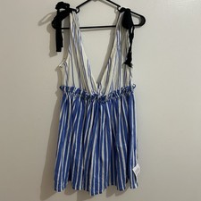 Women’s ASOS Design Mini dress With Tie Shoulder Mix-match Blue Stripe Size 8