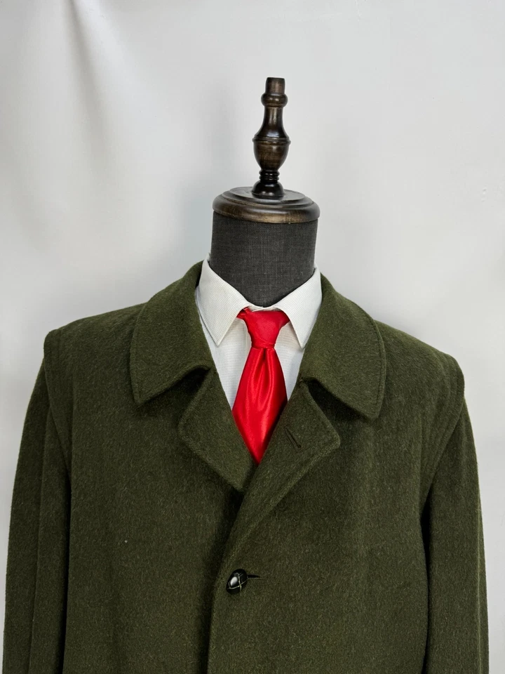 Vintage STEINBOCK original Himalaya Loden Wool dark olive green Overcoat 48L 50L - Image 2 of 4