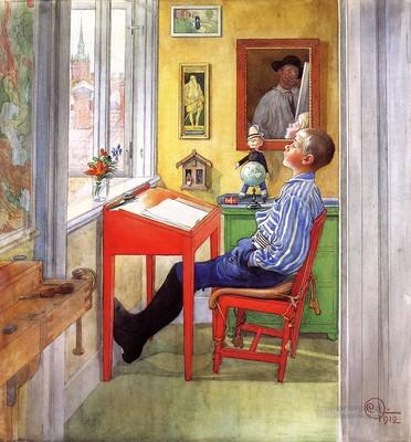 Carl Larsson Esbjorn Doing His Homework 1908 17''x 22'' Archival Art Print