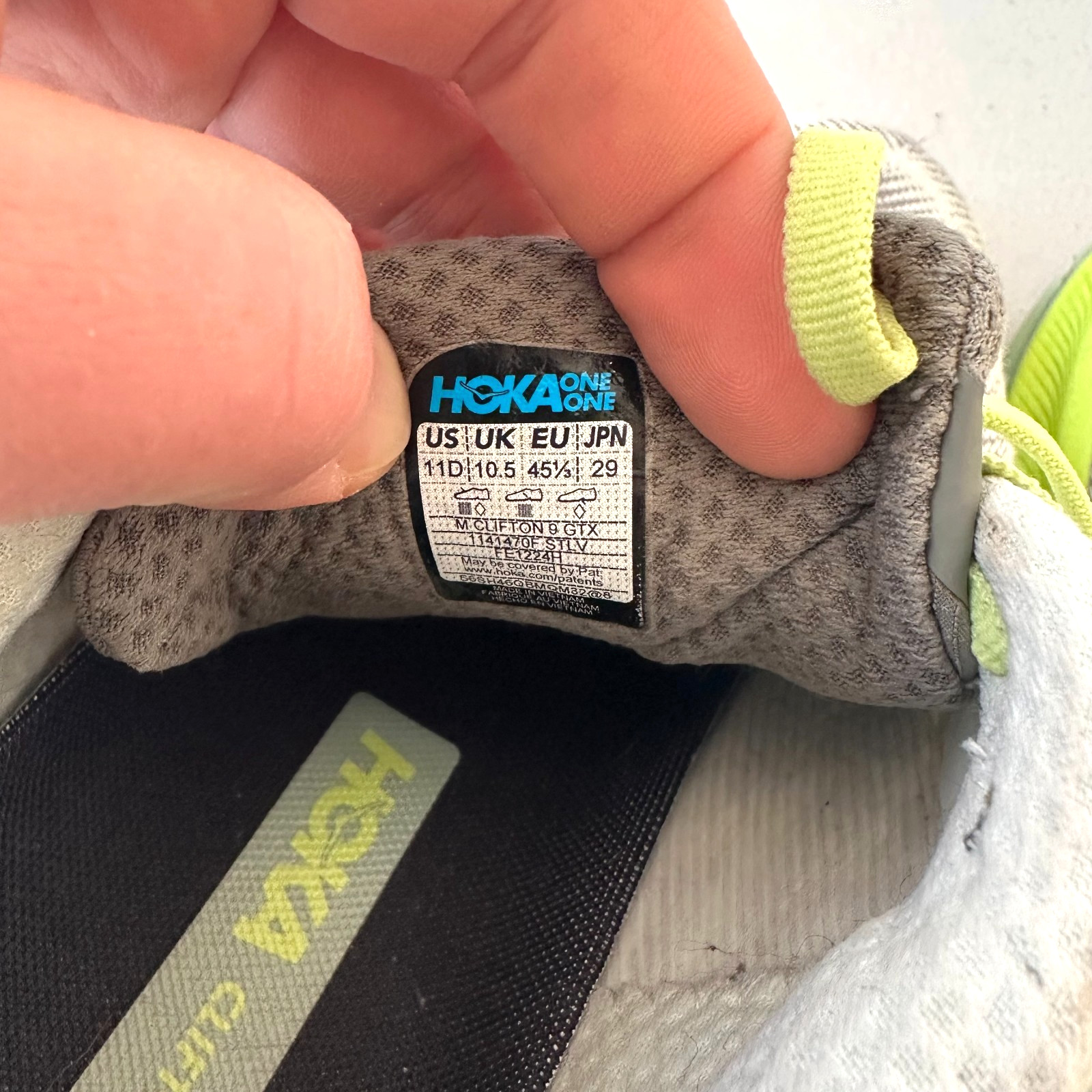 Hoka One One Clifton 9 Men's Running Shoes Size 11D Green Gray GTX 1141470F STLV thumbnail 9