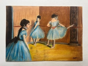 Edgar Degas (Handmade) Drawing On Old Paper Signed & Stamped, Vtg art