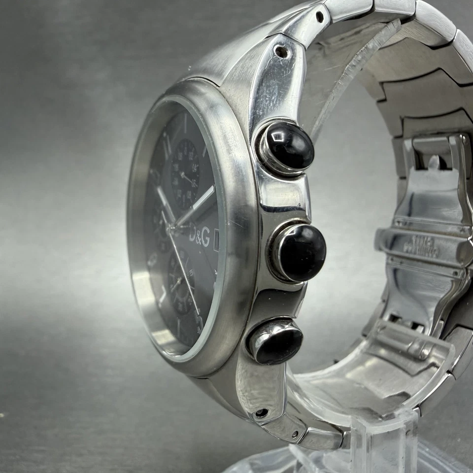 Dolce & Gabbana Sandpiper Chronograph Watch Men 42mm Black Dial Silver New Batt - image 3 of 4