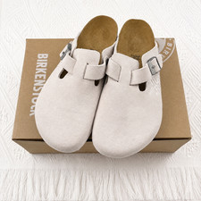 Birkenstock Boston x Stussy Suede Clog Bone White Unisex Men's Women's Sandals