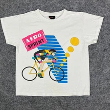 Body Motion T-Shirt Womens Size S White Aero Sprint Retro Cycling Graphic Tee