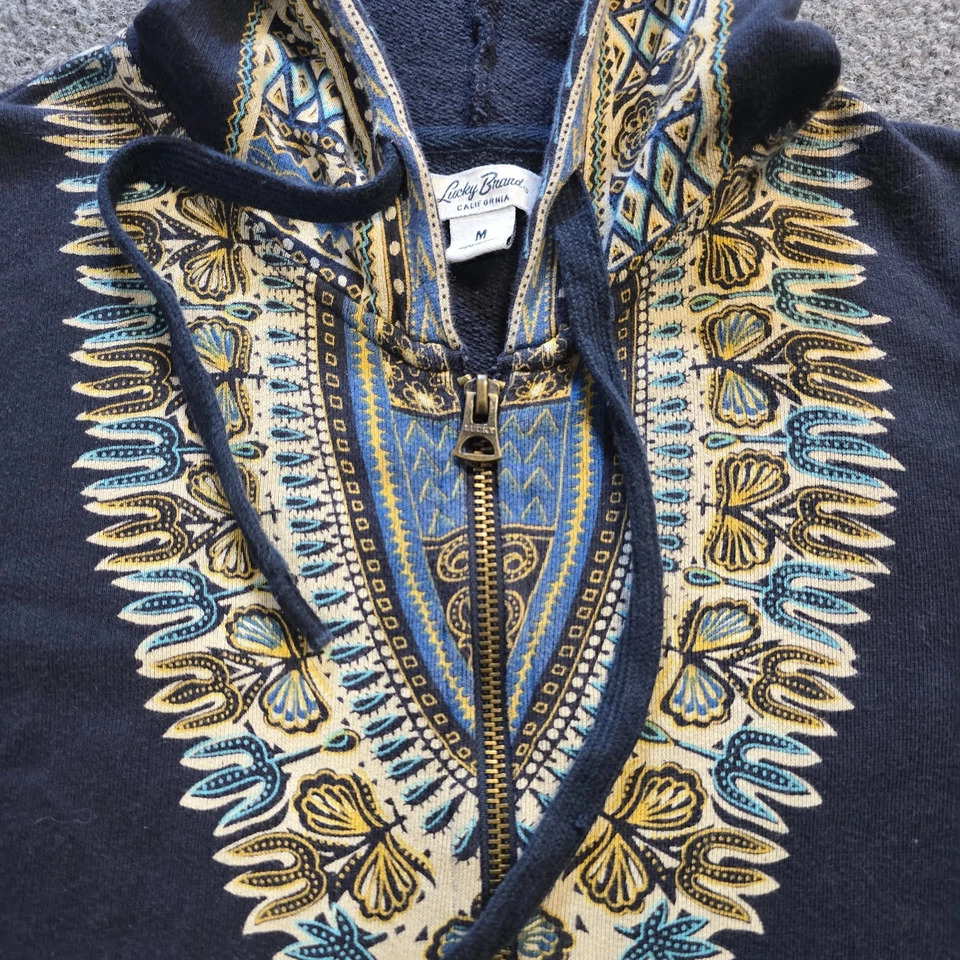 Vintage Lucky Brand Jacket Womens Size Medium Blue Embroidery Boho Y2K Hoodie - Image 4 of 4