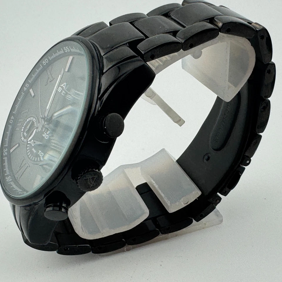 August Steiner Quartz Watch Men 30m Black Analog Chronograph New Battery 7.25" - Image 4 of 4