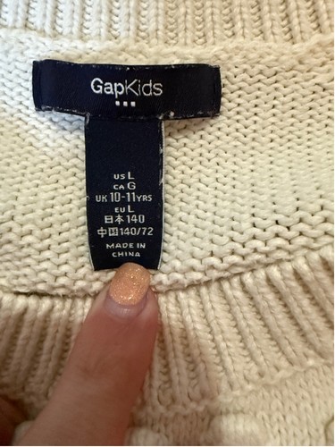 Gap Kids Ivory Cotton Blend Sweater Size L - Picture 5 of 8