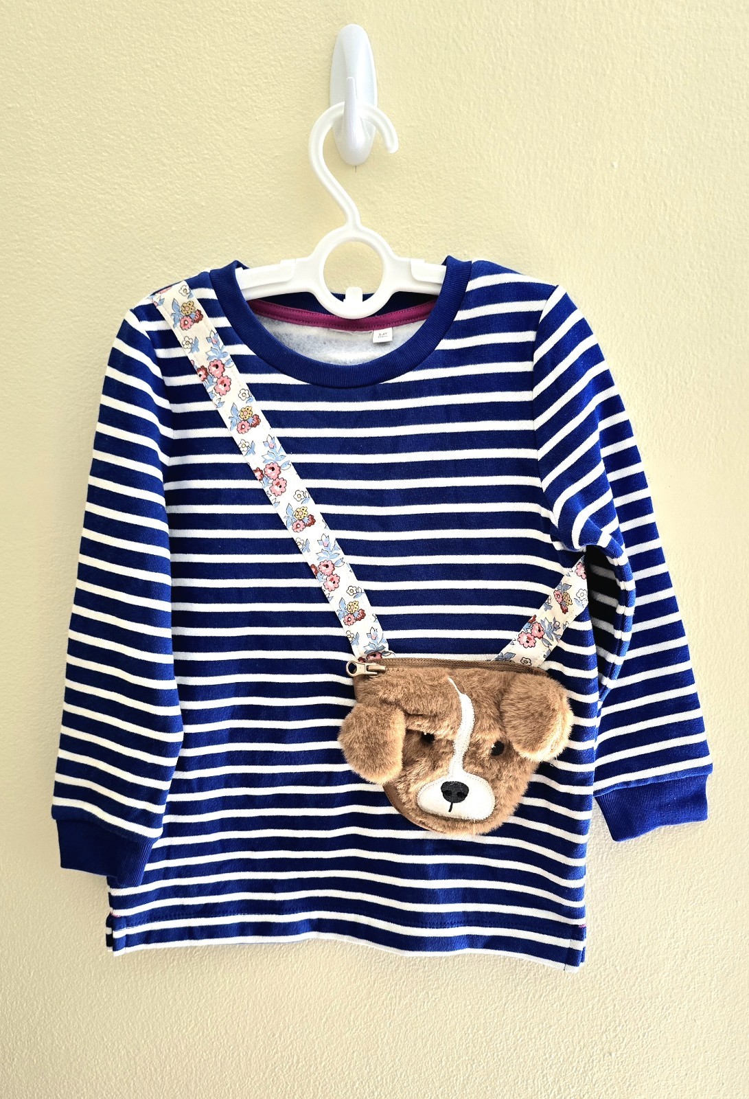 Mini Boden Pocket Appliqué Dog Purse Sweat Shirt Sz 3/4-11/12 New, Tag Cut