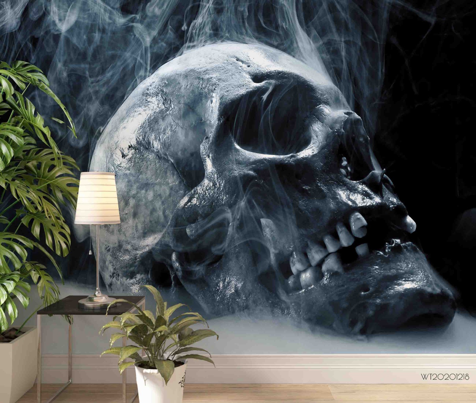 3D Smoke Skull Wall Murals Wallpaper Murals Wall Sticker
