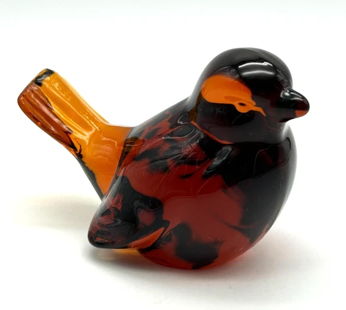 Vintage Fenton 5163AM Gold Art Glass Sparrow Bird Figurine ~ Orig Label