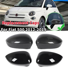 2PCS For Fiat 500 2012-2019 ABS Rearview Door Side Wing Mirror Cover Replace Cap