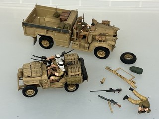 Tamiya SAS/LRDG Jeep & Chevrolet truck 1/35 built & finished for display good