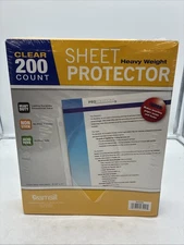 Samsill 200 Clear Heavyweight Sheet Protectors, Non Stick 3 Hole Design Plastic