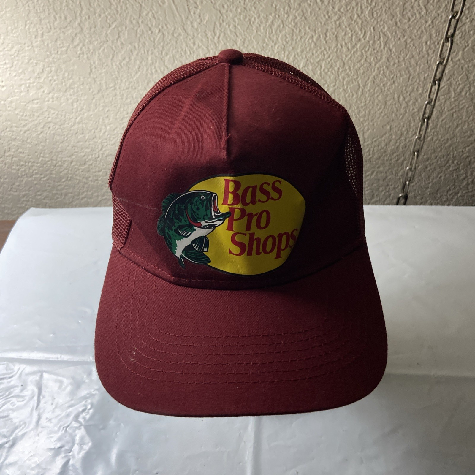 Vintage Bass Pro Shops Hat Cap Snap Back Mens Burgundy