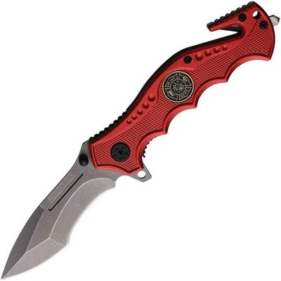 Rough Ryder Fire Fighter Folding Knife Stainless Blade Red - RR1593-FIRE-DEPT.