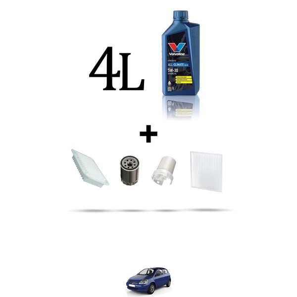 Hoffcar Wartungsset 4 Filter Und 4L ÖL FüR Toyota Yaris I (P1) 1.0 16V 50KW-image