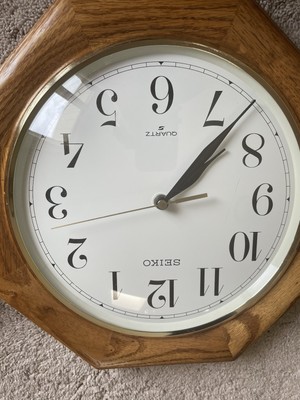SEIKO Octagon Shape Wall Clock vintage - Medium Brown Solid Oak 12