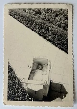 Vintage Small Photo Baby in Pram Birds Eye View Germany