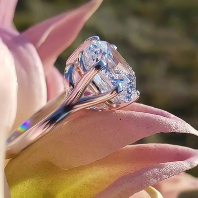 4,80 g m zertifizierter weißer Diamantring im Asscher-Schliff in 14 Karat Wei...