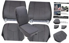  Front Driver and Passenger Bottom and Top Replacement Cloth Seat Covers Dark 